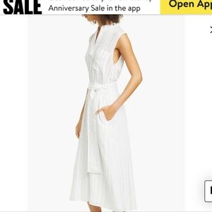 Stripe Drapey Sleeveless Shirtdress Vince, XL